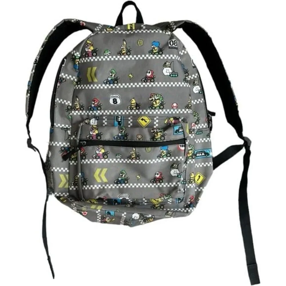 Nintendo Mario Kart Kids Spencer’s Gifts Colorful Printed Zip Pocket Backpack.